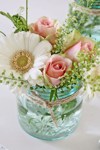 mason jar rose centerpiece